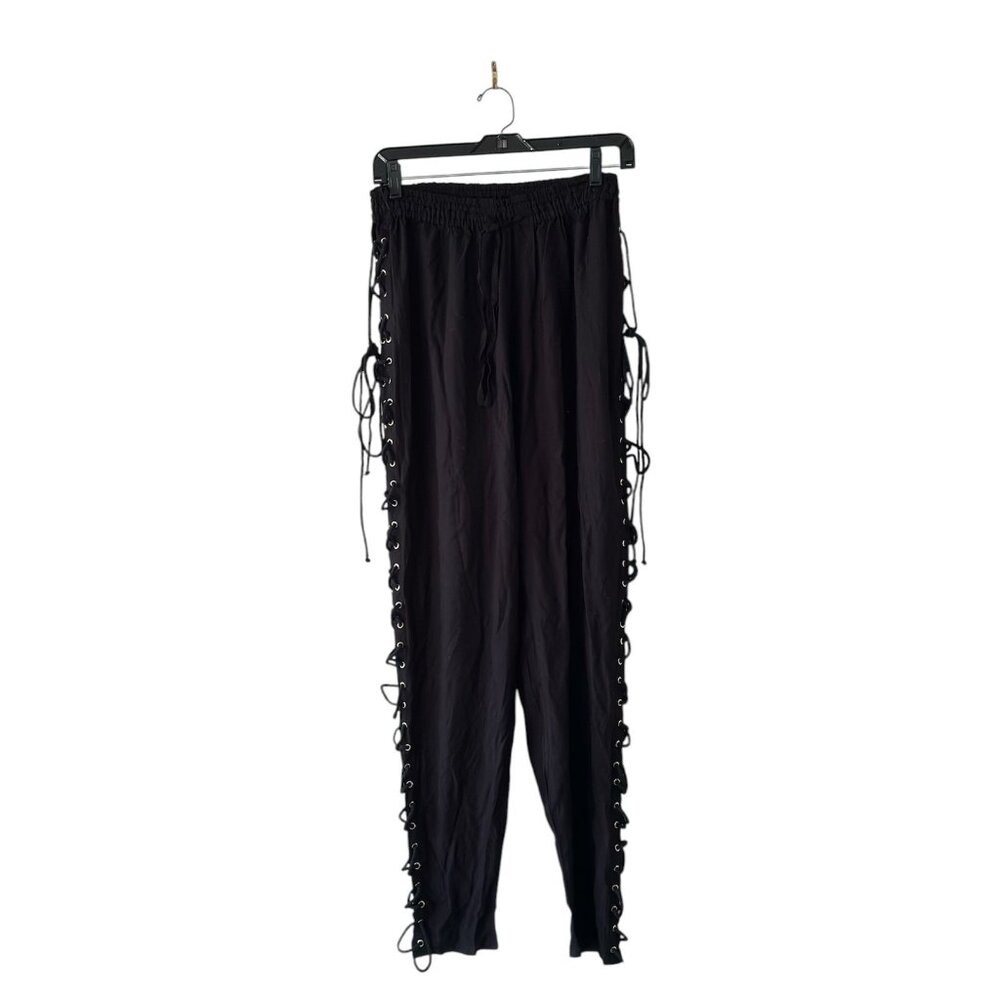 The Pirate Dressing Halloween Costume Pants Black Lace Tie Sides  Medieval Sz L